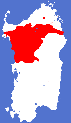 Logudorese speaking areas on Sardinia.